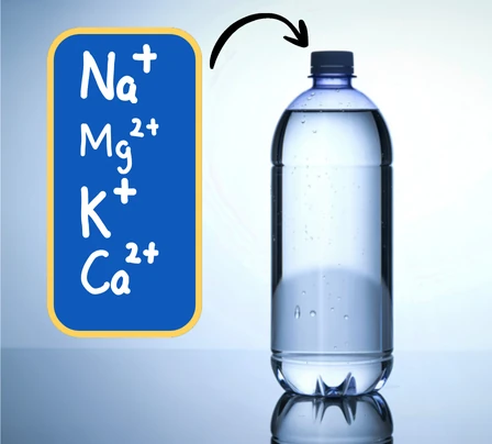 Vattenflaska med tillsatta elektrolyter - mg, na, k, ca