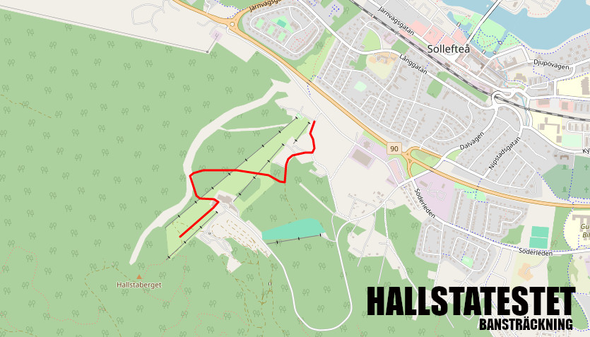 Bansträckning Hallstatestet i Sollefteå