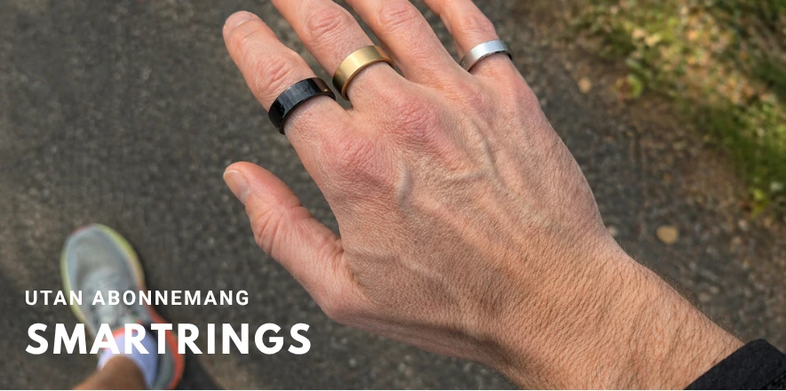 Tre smartrings på höger hand - men vilken är bäst utan abonnemang?